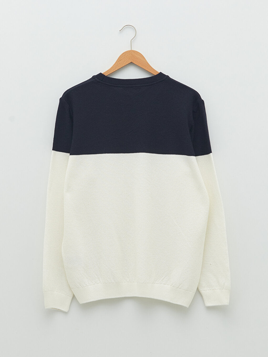 Crew Neck Long Sleeve Color Block Men's Knitwear Sweater