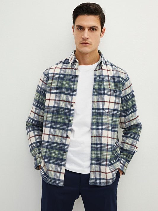 Regular Fit Long Sleeve Plaid Men's Lumberjack Shirt Jacket