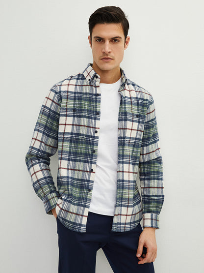 Regular Fit Long Sleeve Plaid Men's Lumberjack Shirt Jacket