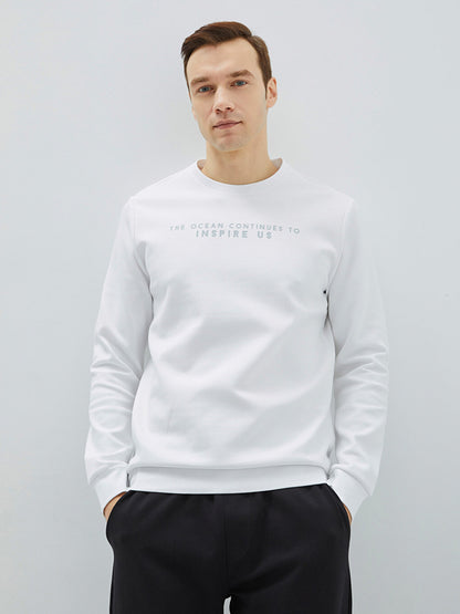 Crew Neck Long Sleeve Printed Men's Sweatshirt