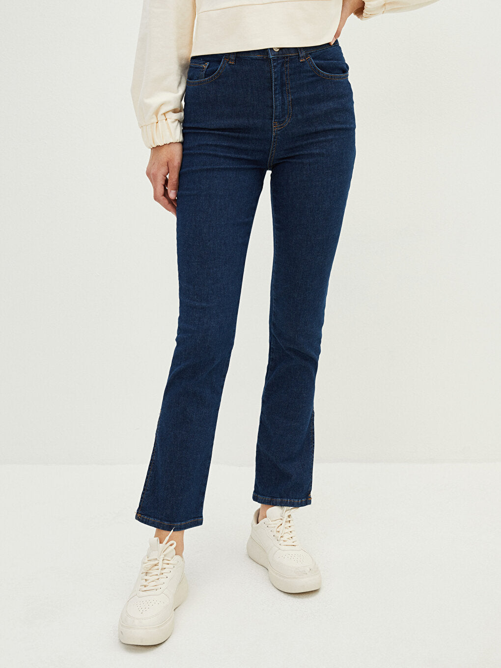 High Waist Slim Fit Women's Rodeo Jean Trousers with Pocket Detail