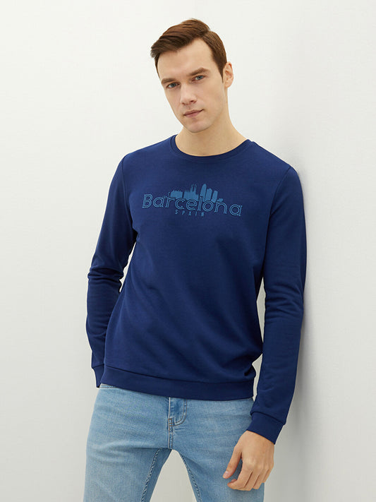 Crew Neck Long Sleeve Printed Men's Sweatshirt