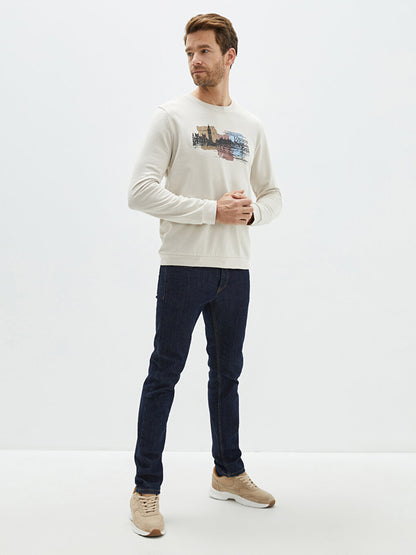 Crew Neck Long Sleeve Printed Men's Sweatshirt