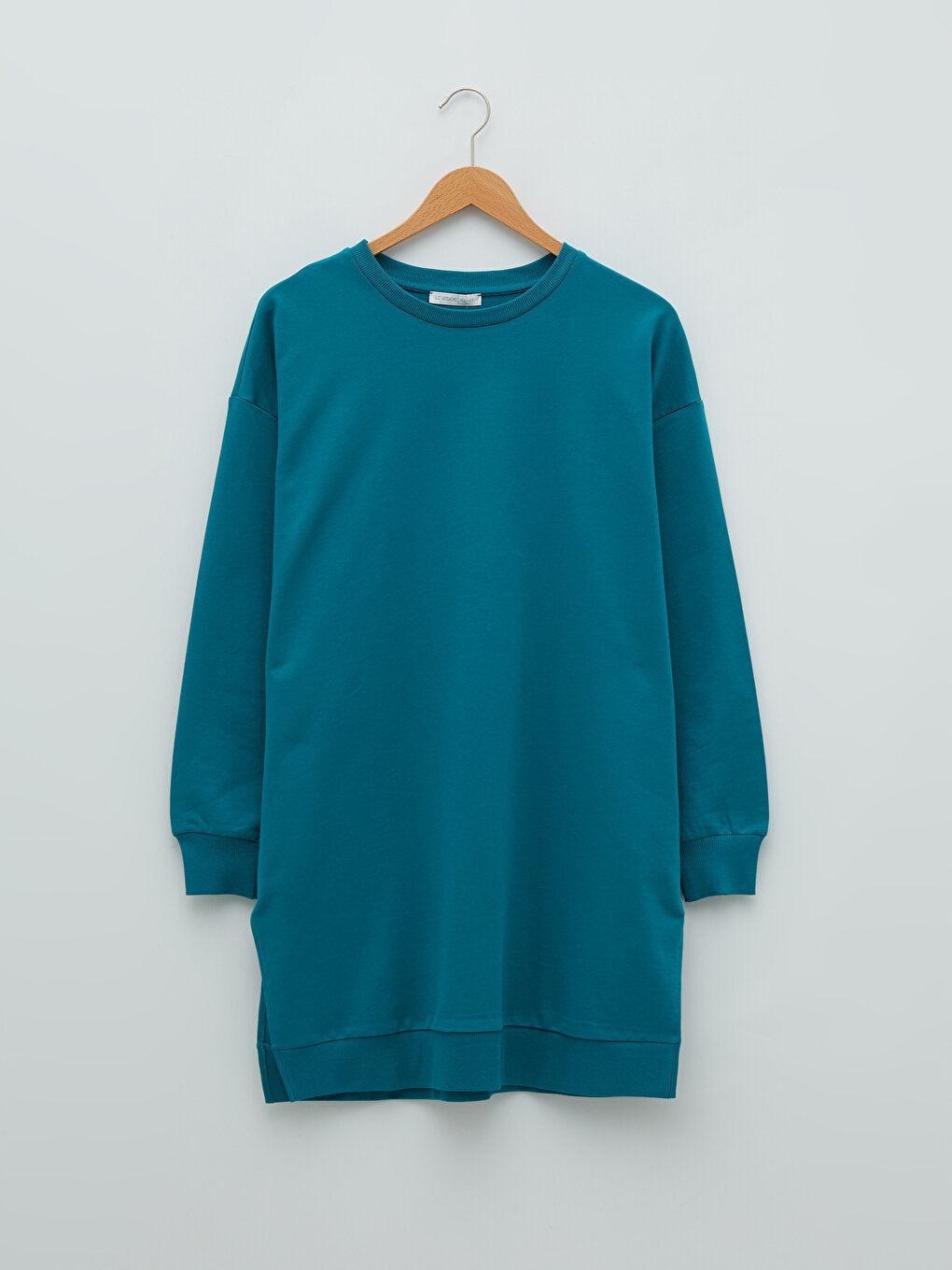 Crew Neck Plain Long Sleeve Cotton Women's Sweatshirt Tunic