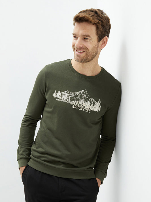 Crew Neck Long Sleeve Printed Men's Sweatshirt