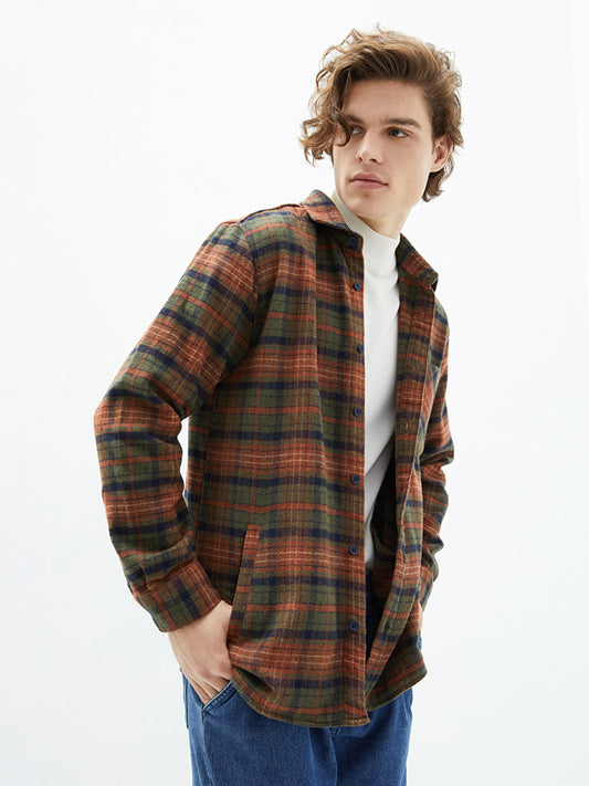 Regular Fit Long Sleeve Plaid Men's Lumberjack Shirt Jacket