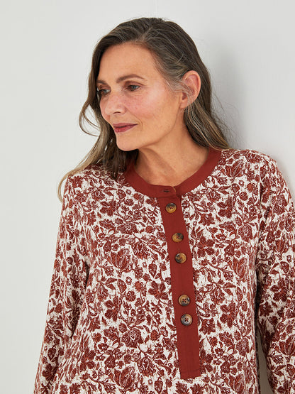 Judge Collar Floral Long Sleeve Viscose Women's Tunic