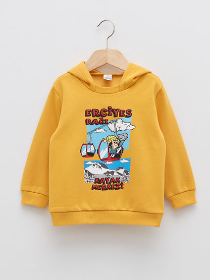 Hooded Long Sleeve Nostalgic Monkey Printed Baby Boy Sweatshirt