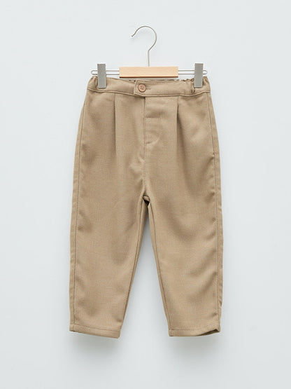 Self-patterned Baby Boy Trousers with Elastic Waist