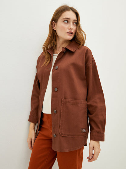 Shirt Collar Plain Long Sleeve Women's Coat