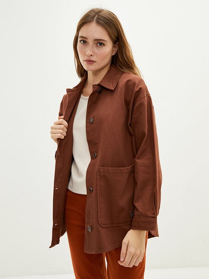 Shirt Collar Plain Long Sleeve Women's Coat