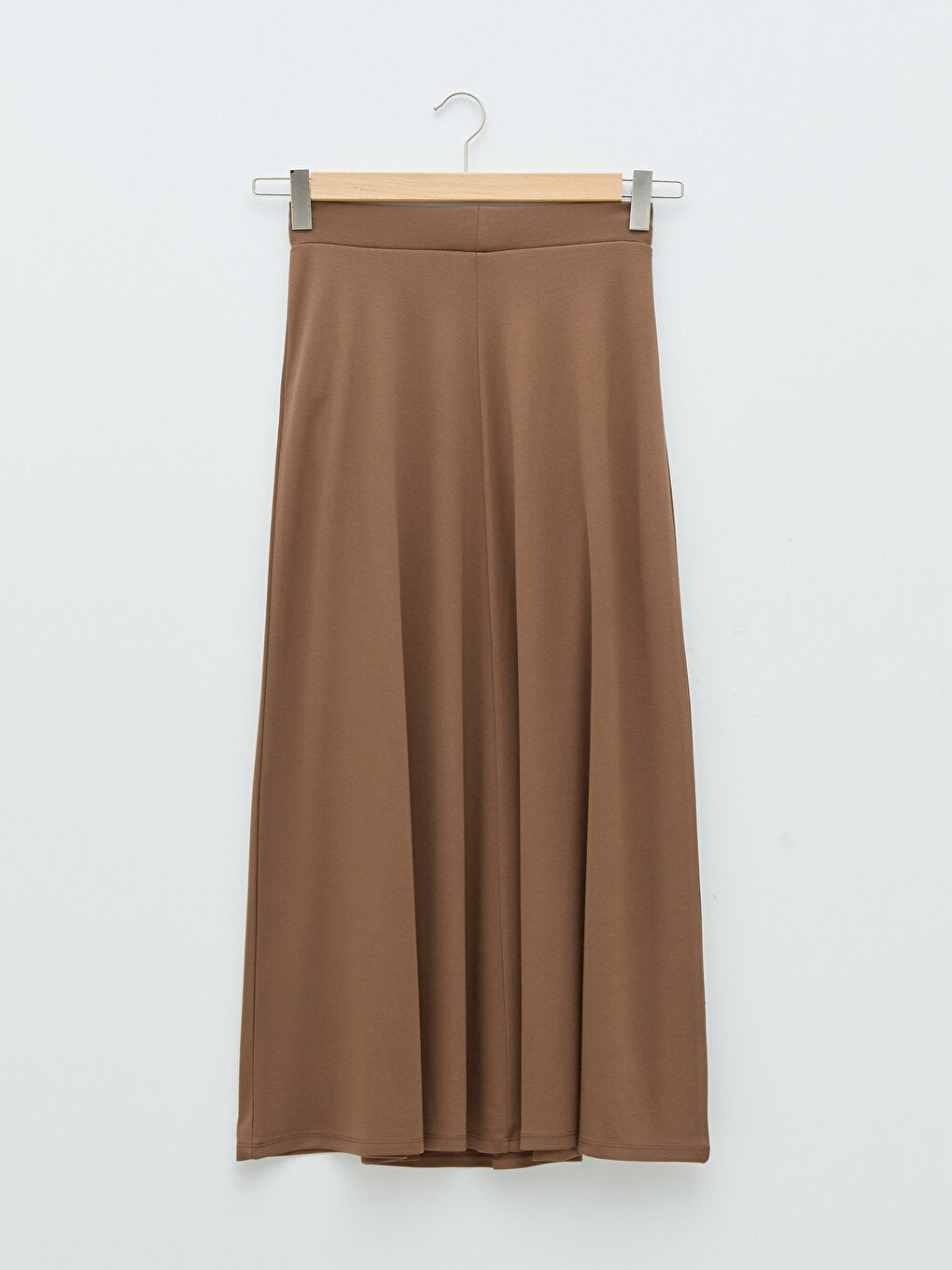 Plain Women's Flared Skirt with Elastic Waist