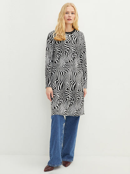 Crew Neck Patterned Long Sleeve Women's Tunic