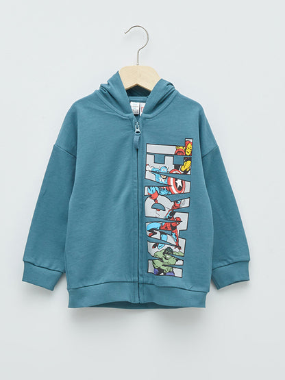 Hooded Long Sleeve Marvel Printed Baby Boy Zipper Sweatshirt