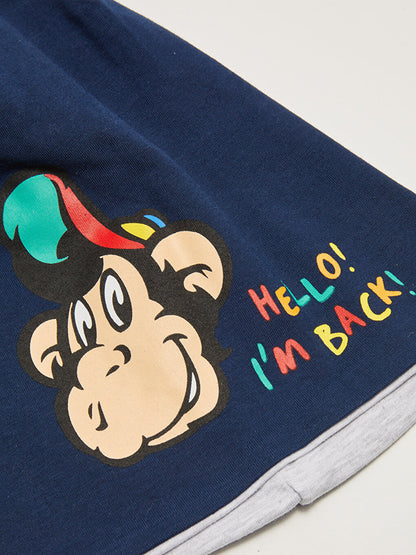 Nostalgic Monkey Printed Boys' 2-Piece Beret