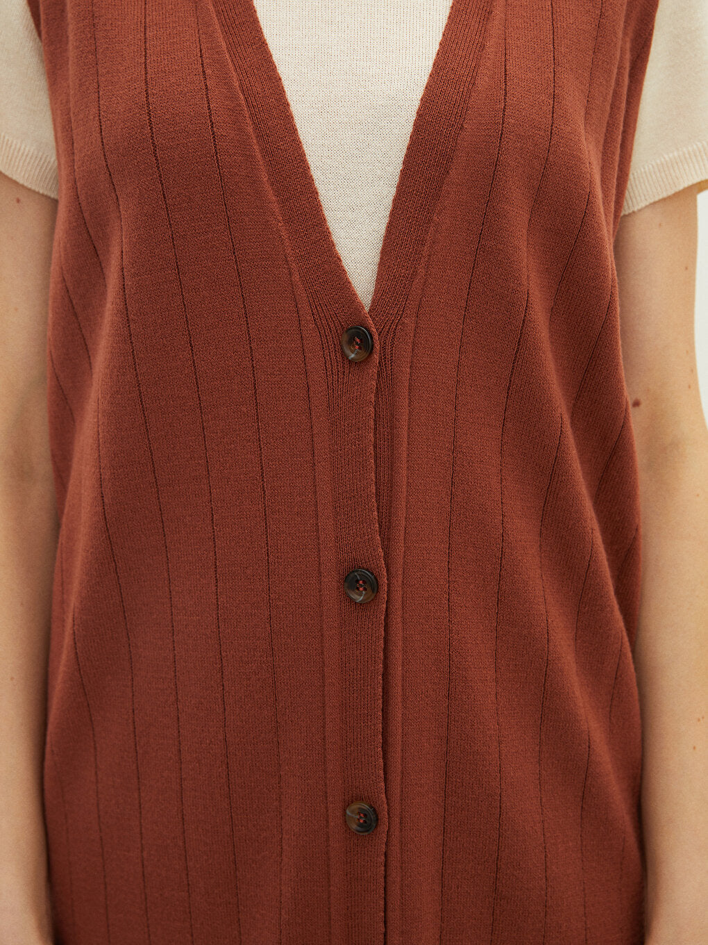 Women's V-Neck Plain Knitwear Vest