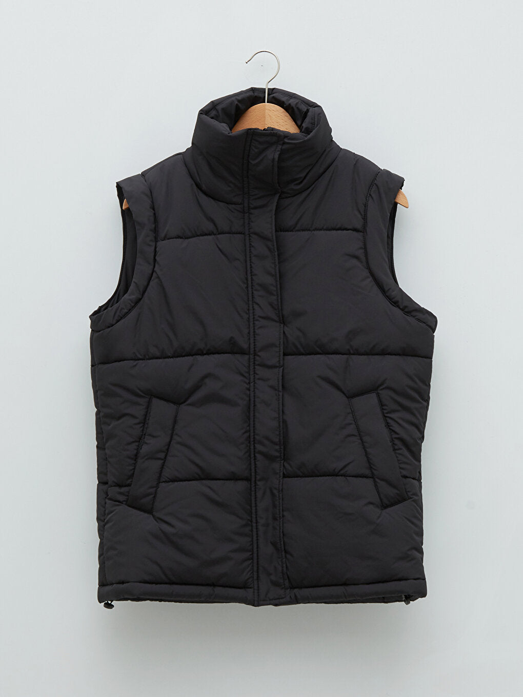 Stand-up Collar Flat Pocket Detailed Women's Puffer Vest