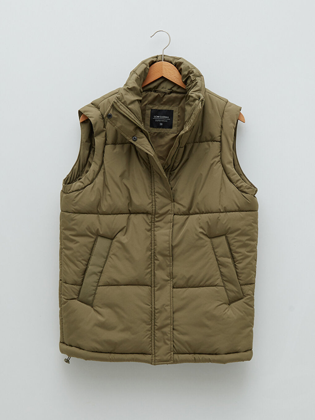 Stand-up Collar Flat Pocket Detailed Women's Puffer Vest