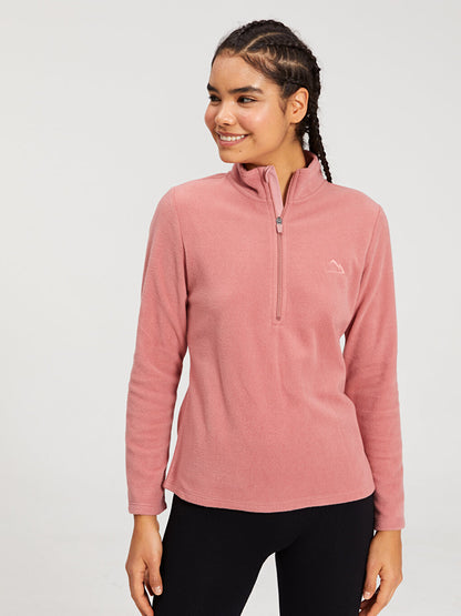 Stand Collar Plain Long Sleeve Fleece Women's Outdoor Sweatshirt