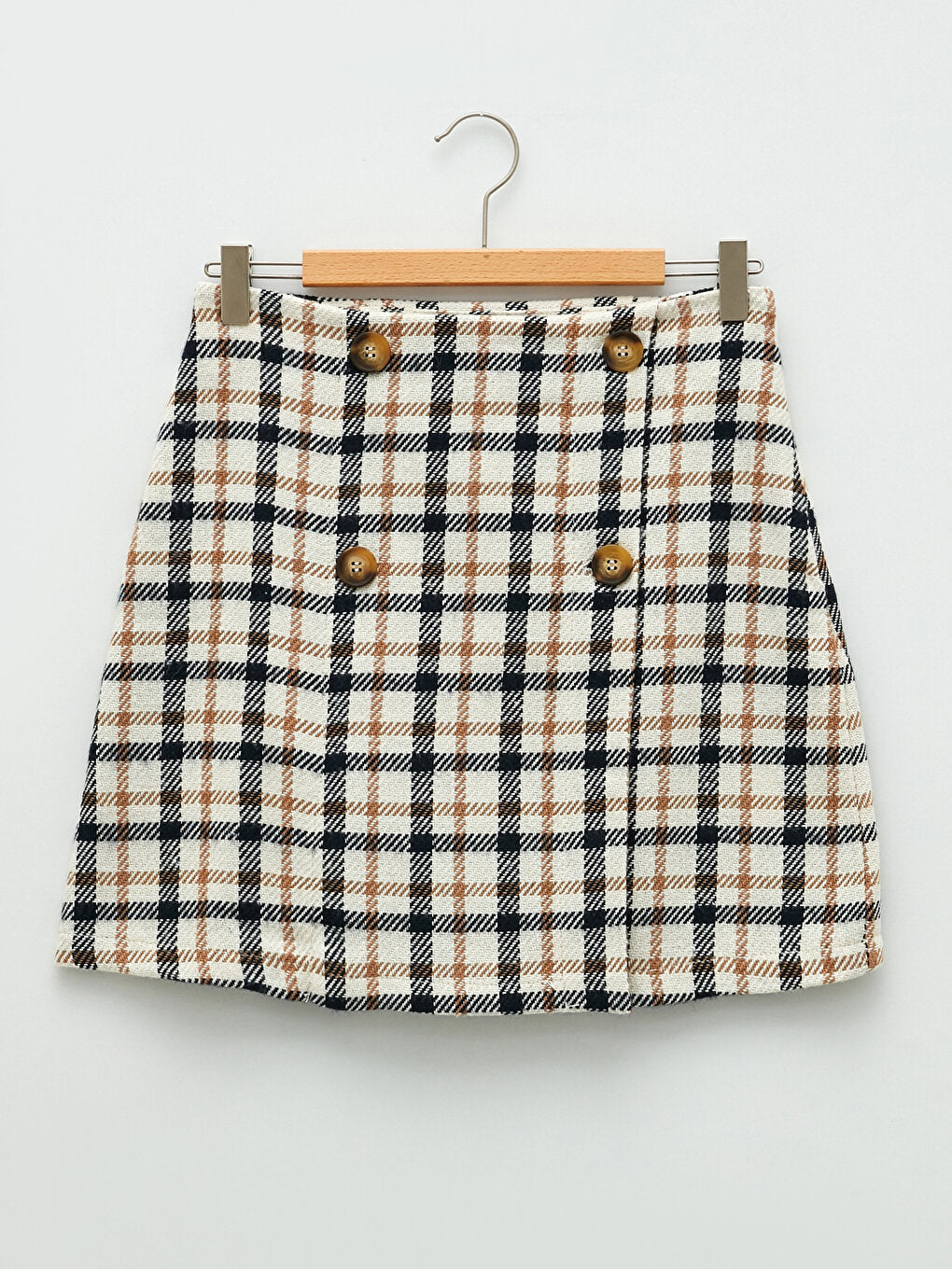 Plaid Patterned A-Line Gabardine Women's Skirt with Zipper Waist