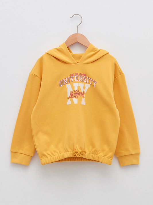 Hooded Printed Long Sleeve Girl's Sweatshirt