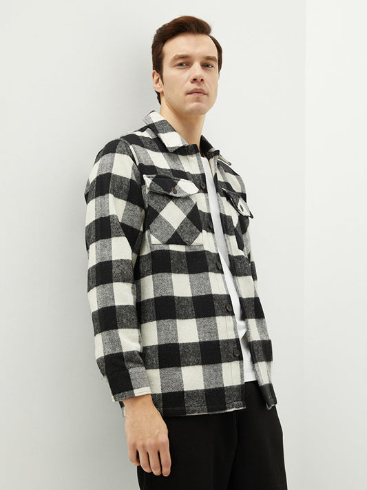 Regular Fit Long Sleeve Plaid Men's Lumberjack Shirt Jacket