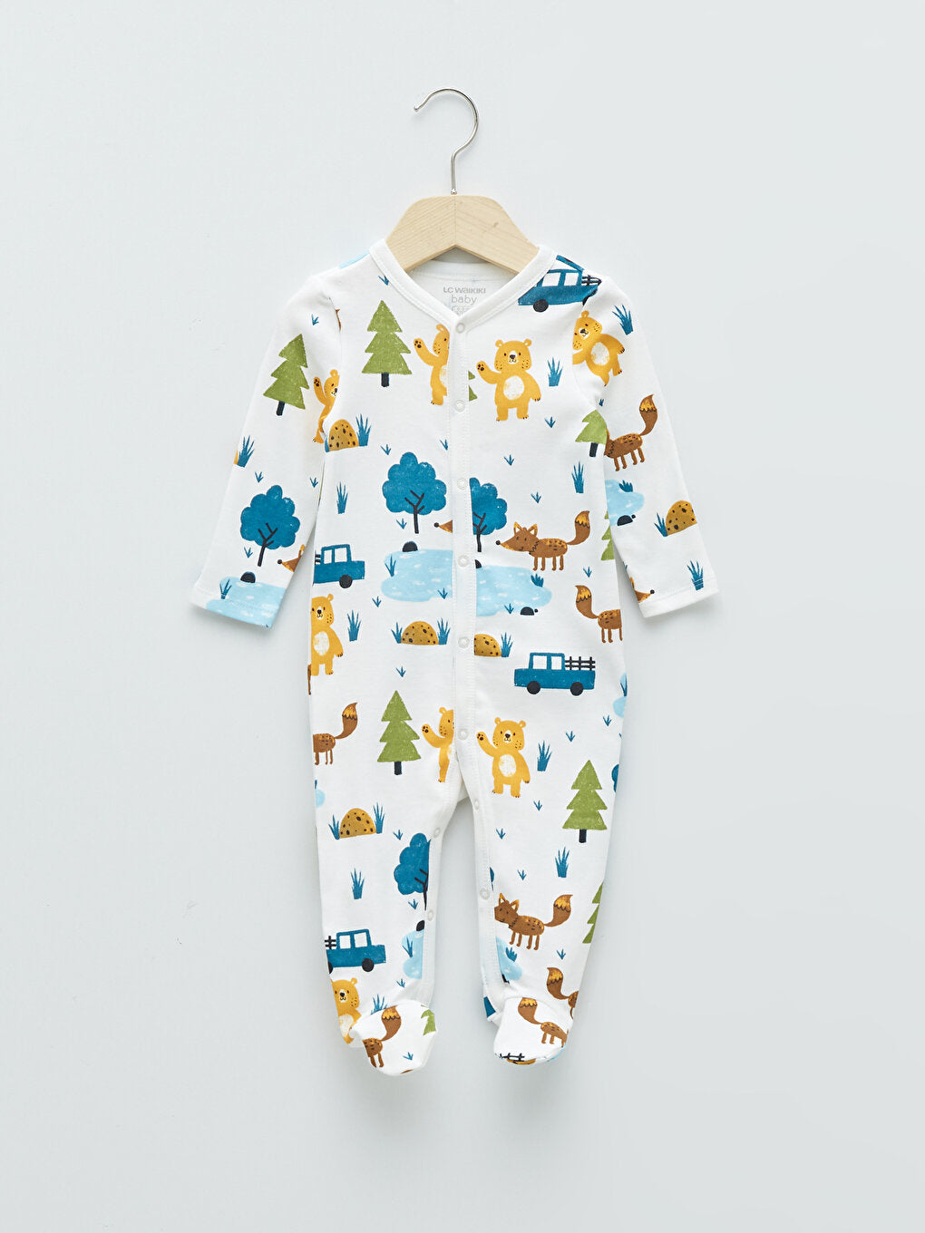 V-Neck Long Sleeve Printed Baby Boy Jumpsuit 2-pack