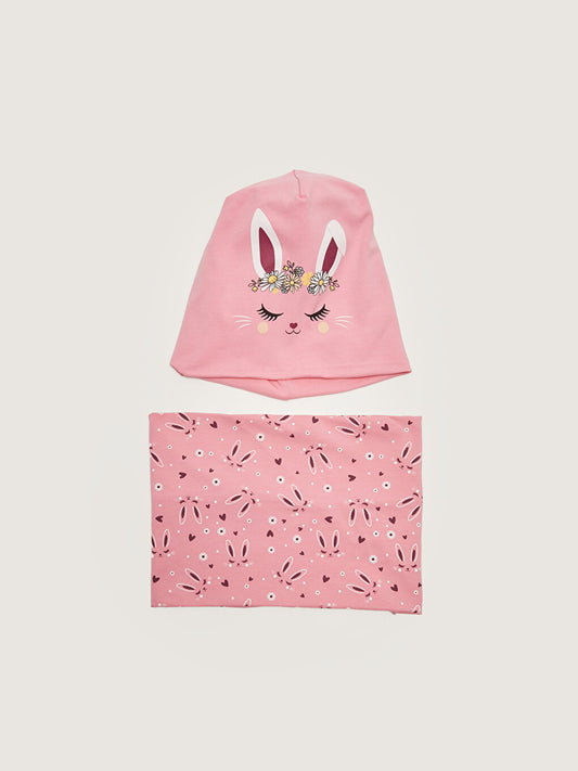 Girl's Printed Neck Collar and Beret