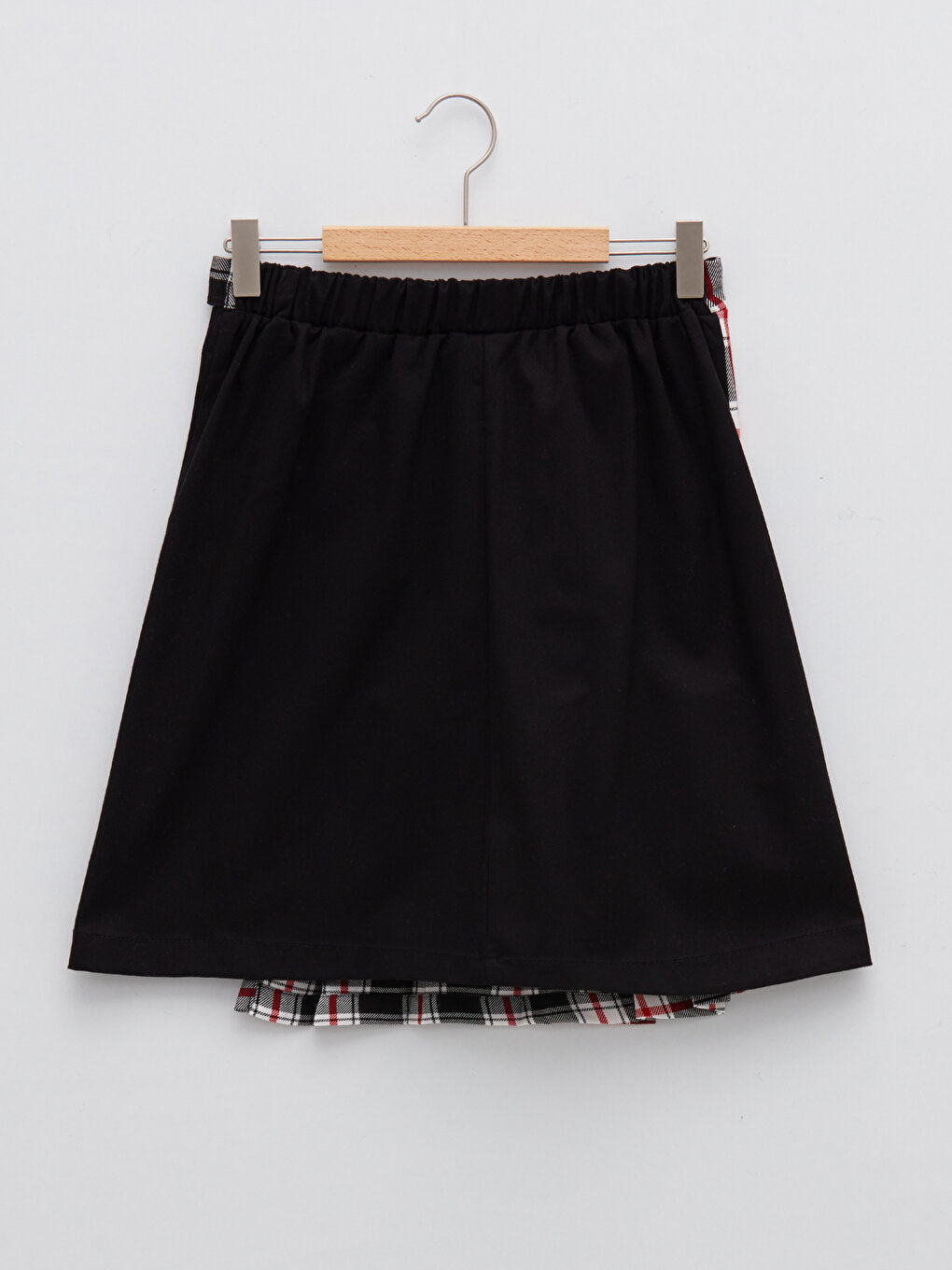 Plaid Gabardine Girl's Skirt with Elastic Waist