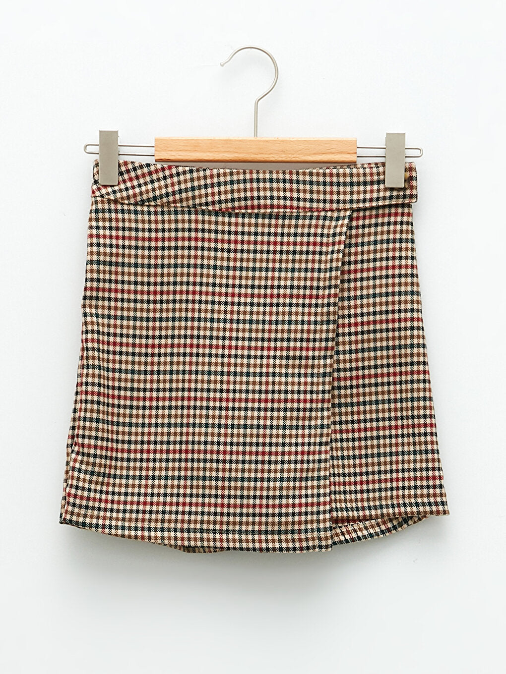 Houndstooth Patterned Gabardine Girl's Shorts Skirt