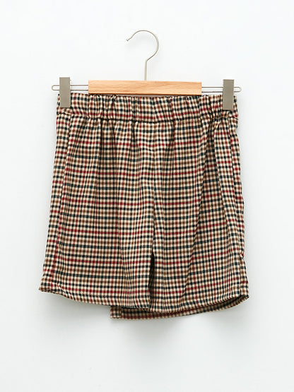 Houndstooth Patterned Gabardine Girl's Shorts Skirt