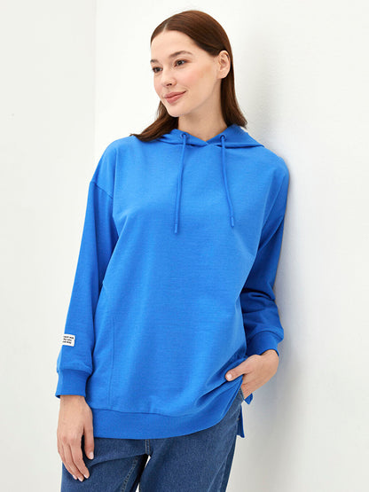 Hooded Printed Long Sleeve Oversize Women's Sweatshirt Tunic