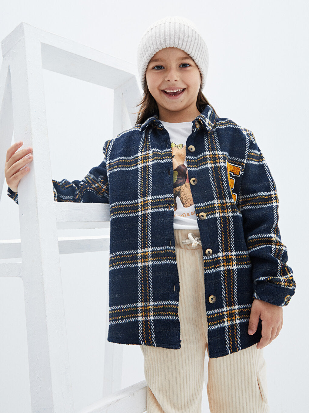 Plaid Long Sleeve Gabardine Girl's Shirt