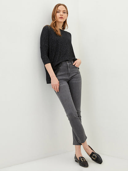 Skinny Fit Straight Pocket Detailed Women's Jean Trousers