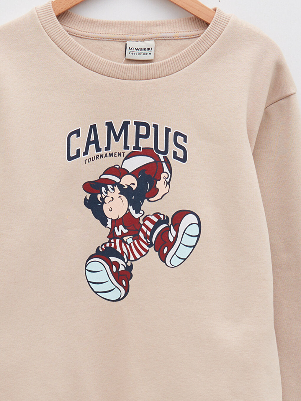 Crew Neck Nostalgic Monkey Printed Long Sleeve Boy's Sweatshirt