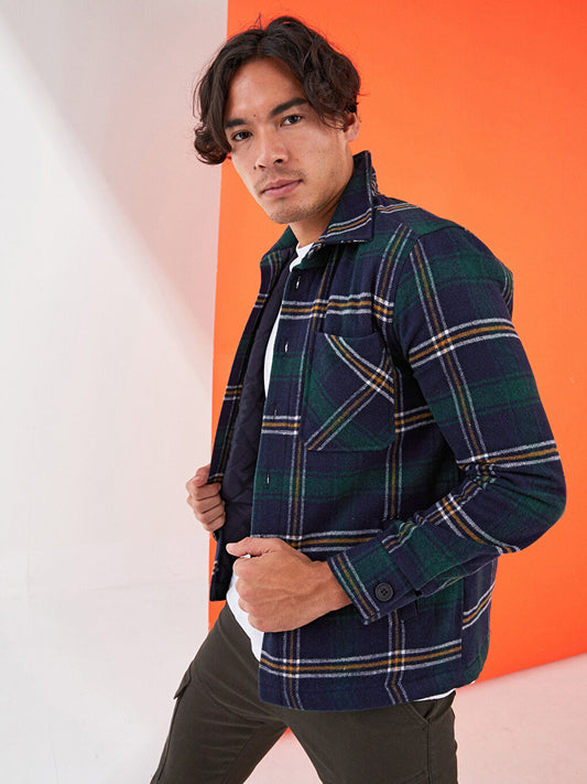 Regular Fit Long Sleeve Plaid Men's Lumberjack Shirt Jacket