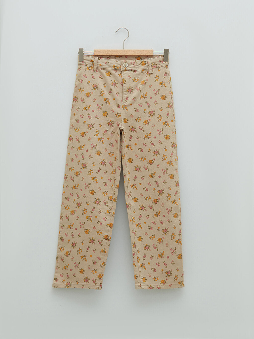 Patterned Gabardine Girl's Wide Leg Trousers