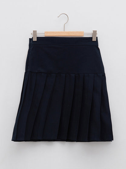 Girls' Pleated Skirt with Embroidery Detail