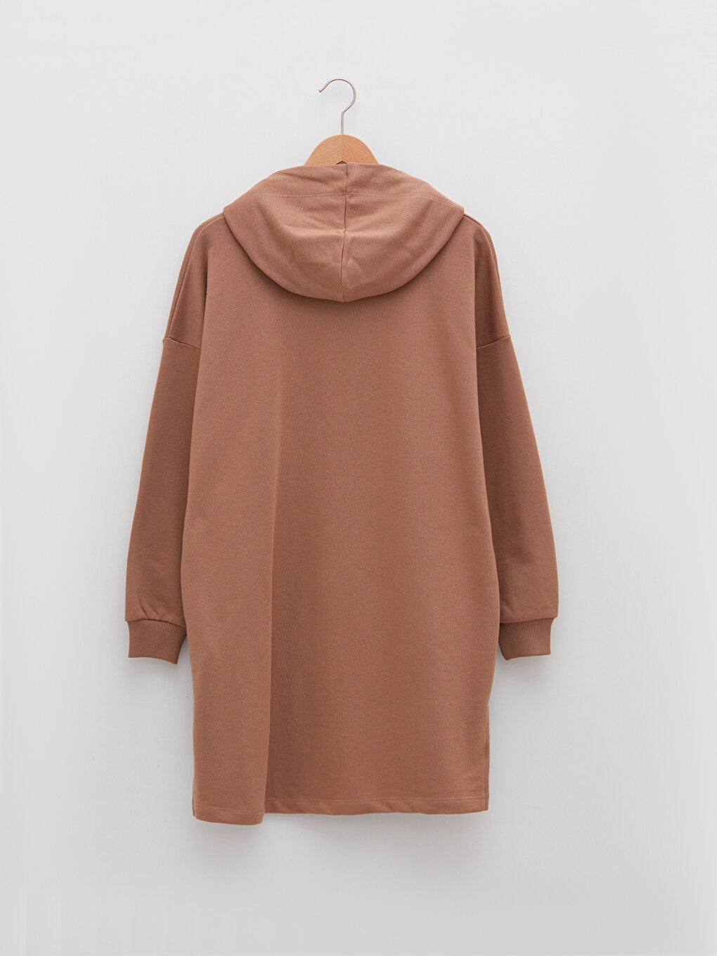 Hooded Plain Long Sleeve Women's Sweatshirt Tunic