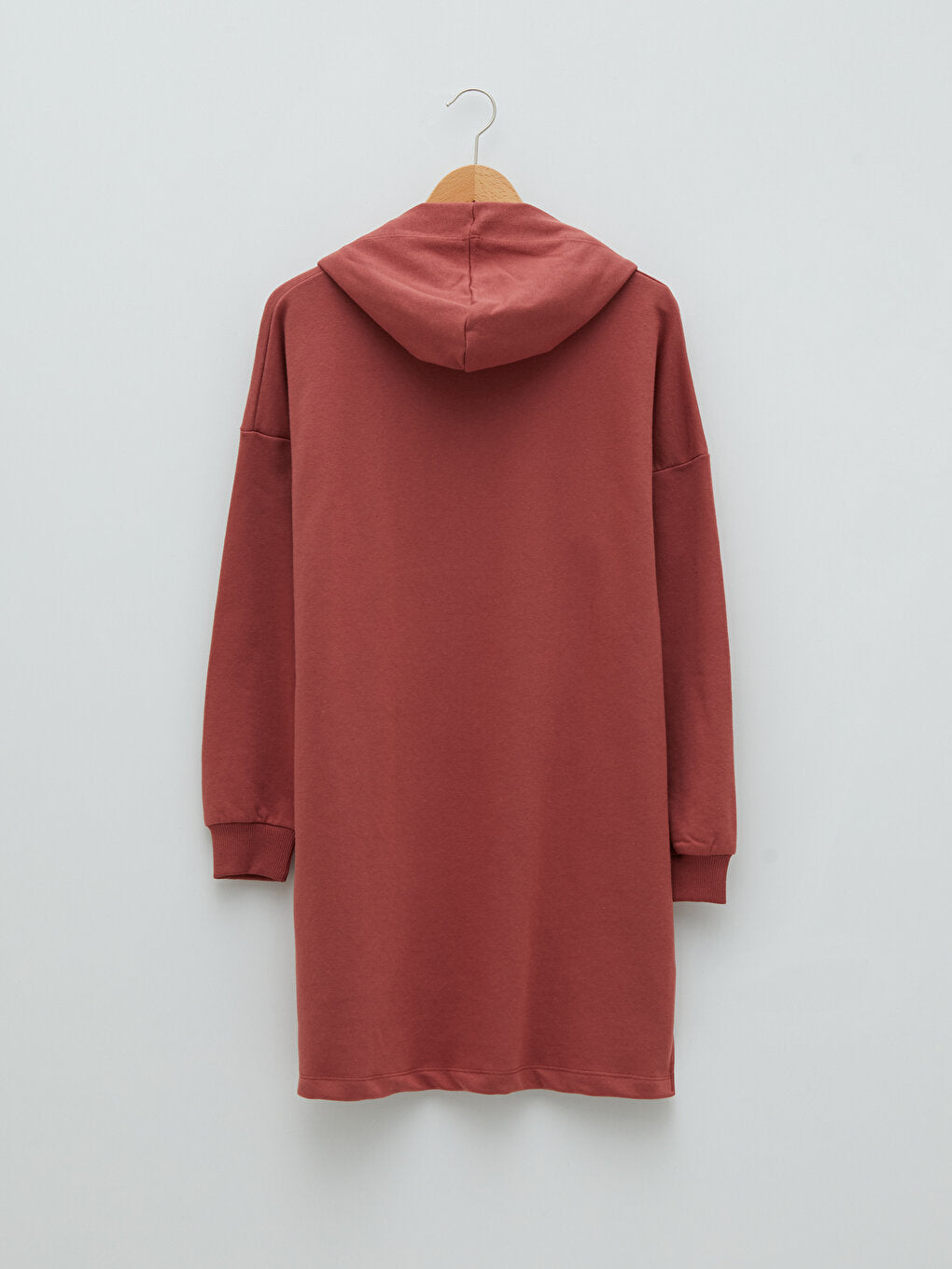 Hooded Plain Long Sleeve Oversize Women's Sweatshirt Tunic