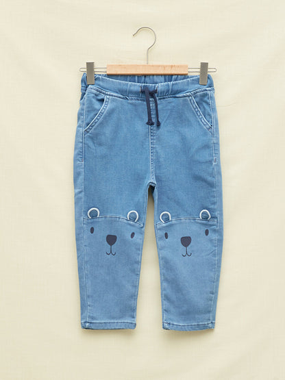 Printed Baby Boy Jean Trousers with Elastic Waist