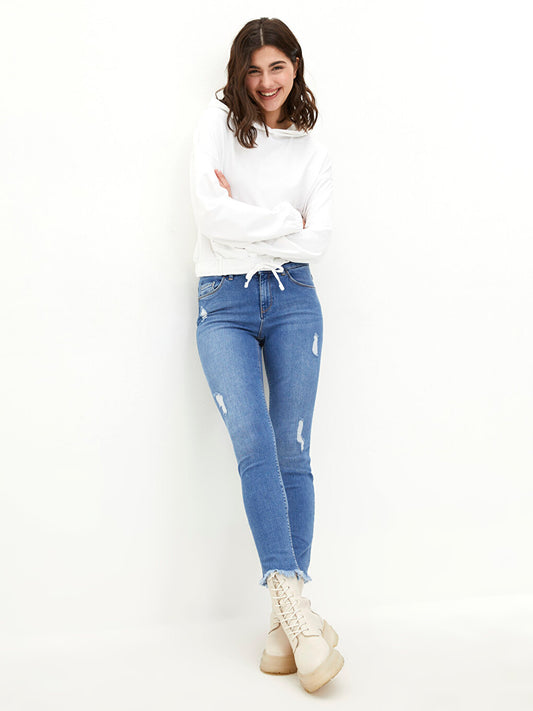 Normal Waist Skinny Fit Pocket Detailed Rodeo Women's Jean Trousers