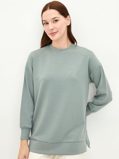 Crew Neck Plain Long Sleeve Women's Tunic