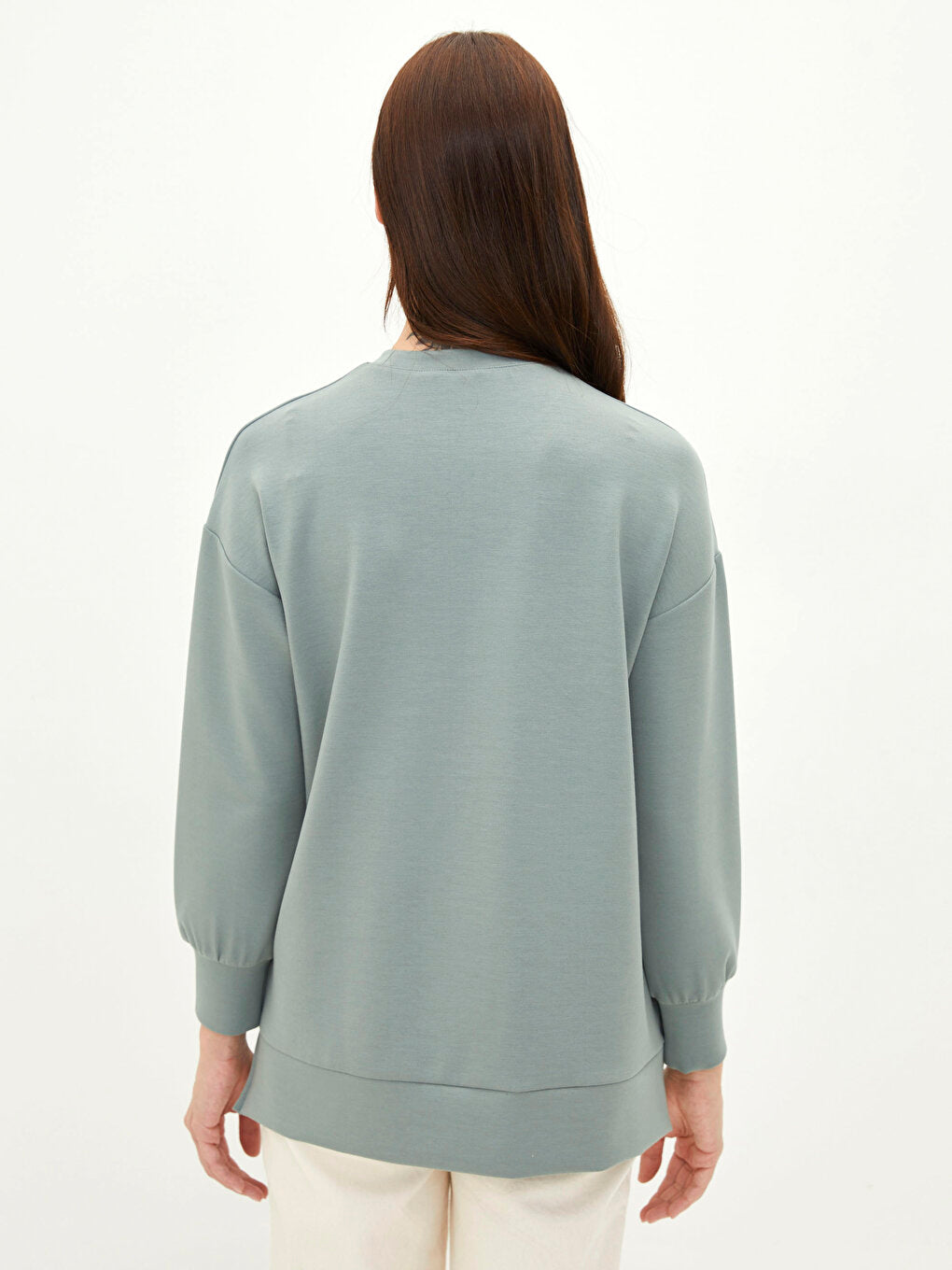 Crew Neck Plain Long Sleeve Women's Tunic