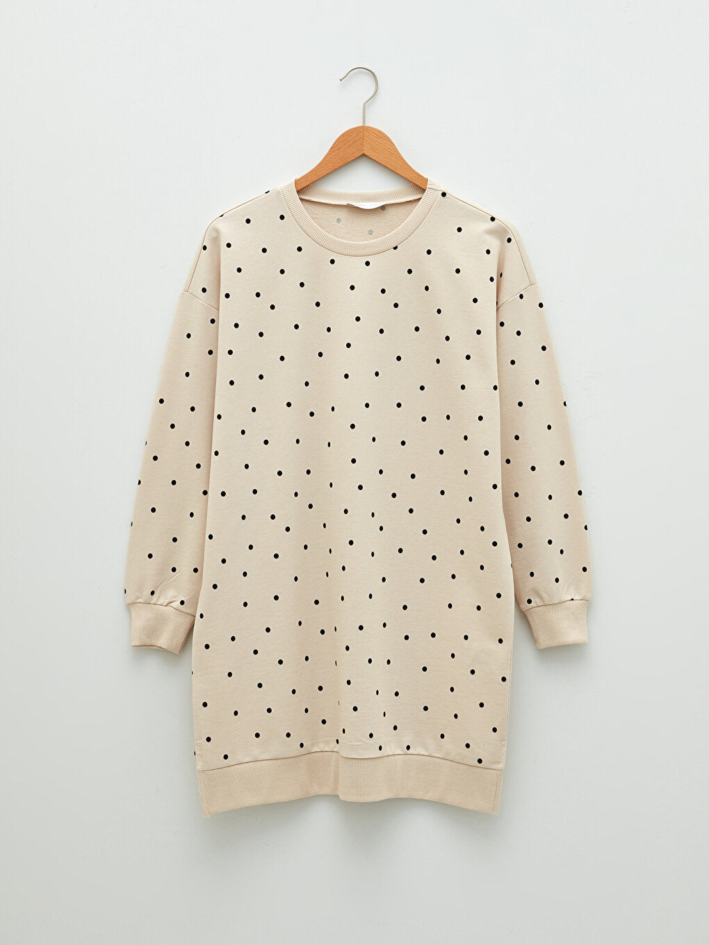 Crew Neck Polka Dot Long Sleeve Women's Sweatshirt Tunic