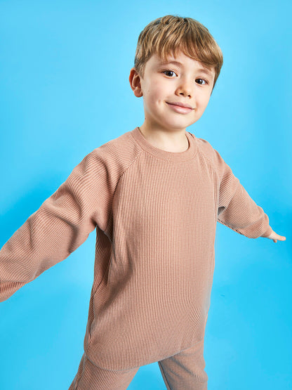 Crew Neck Basic Long Sleeve Boy's Sweatshirt