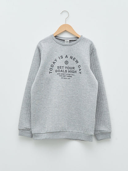 Crew Neck Printed Long Sleeve Boy's Sweatshirt