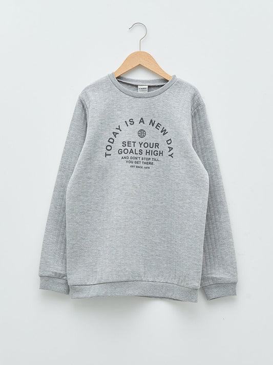 Crew Neck Printed Long Sleeve Boy's Sweatshirt