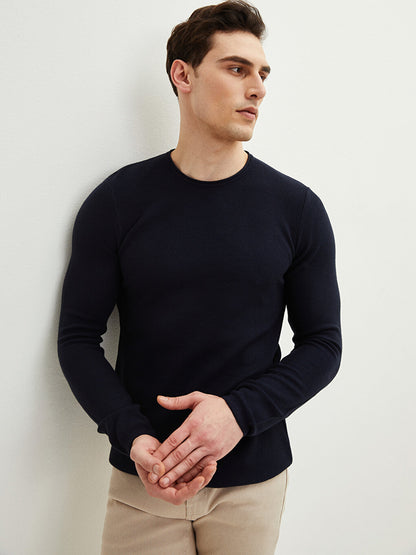 Crew Neck Long Sleeve Men's Knitwear Sweater