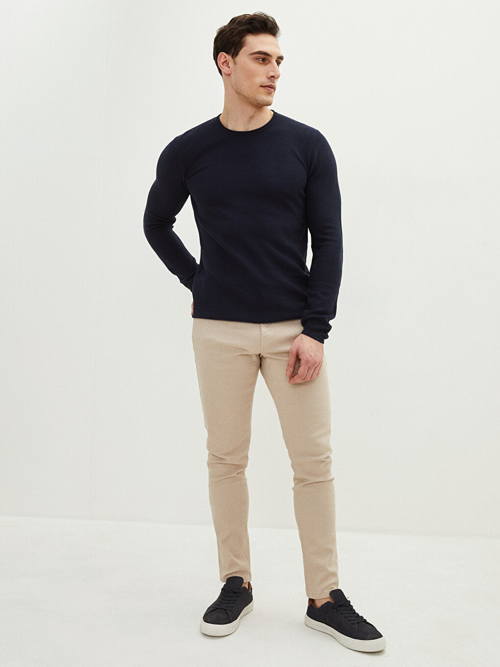 Crew Neck Long Sleeve Men's Knitwear Sweater